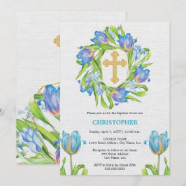 Convite Elegante Baptism Floral