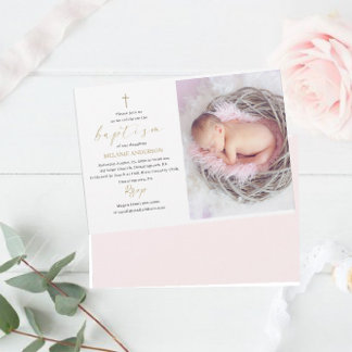 Convite Elegante Baptism Foto personalizada de evento reli