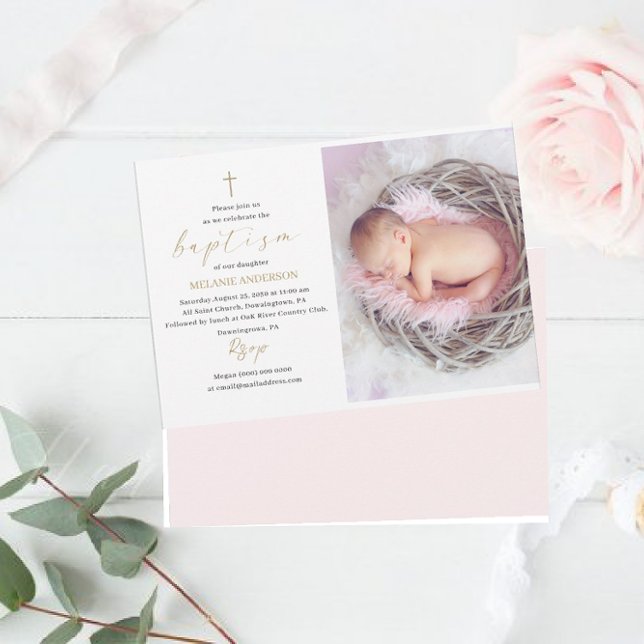 Convite Elegante Baptism Foto personalizada de evento reli (Criador carregado)