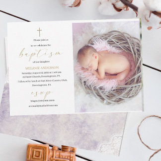 Convite Elegante Baptismo Foto personalizada de evento rel