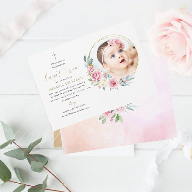 Convite Elegante Baptismo Foto personalizada de evento rel (Criador carregado)