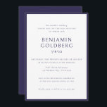 Convite Elegante Bar de Quadro Azul Formal Bat Mitzvah<br><div class="desc">Convite para Bat Mitzvah,  Bar de Quadro Azul Formal Elegante</div>