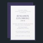 Convite Elegante Bar de Quadro Azul Formal Bat Mitzvah<br><div class="desc">Convite para Bat Mitzvah,  Bar de Quadro Azul Formal Elegante</div>