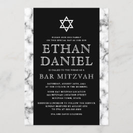 Convite Elegante bar de textura de mármore branco e preto