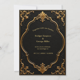 Convite elegante Barra de Ouro Preto Barroco Casamento Lux