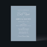 Convite Elegante Bat Mitzvah Azul Empoeirado Moderno Scrip<br><div class="desc">Este convite de Bat Mitzvah apresenta um fundo azul empoeirado com letra elegante e tipografia clássica. O layout limpo destaca os detalhes da cerimônia e celebração de uma forma refinada e atemporal. Perfeito para serviços no templo,  recepções noturnas e reuniões sofisticadas de marco.</div>