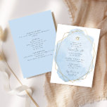 Convite Elegante Bat Mitzvah, Blue Watercolor, Duplo Lado<br><div class="desc">Este design moderno apresenta o seu texto personalizado numa abertura de cor d'água esboçada num quadro em forma geométrica. Use o formulário modelo para adicionar seu texto. Os menus avançados de edição,  acessados escolhendo editar com a "Ferramenta Design",  permitirão que você altere as fontes e o layout.</div>
