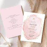 Convite Elegante Bat Mitzvah, Cor De Água Rosa, Dupla Face<br><div class="desc">Este design moderno apresenta o seu texto personalizado numa abertura de cor d'água esboçada num quadro em forma geométrica. Use o formulário modelo para adicionar seu texto. Os menus avançados de edição,  acessados escolhendo editar com a "Ferramenta Design",  permitirão que você altere as fontes e o layout.</div>