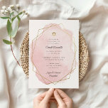 Convite Elegante Bat Mitzvah Dourada Star Pink Watercolor<br><div class="desc">Este design moderno apresenta o seu texto personalizado numa abertura de cor d'água esboçada num quadro em forma geométrica. Use o formulário modelo para adicionar seu texto. Os menus avançados de edição,  acessados escolhendo editar com a "Ferramenta Design",  permitirão que você altere as fontes e o layout.</div>
