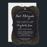 Convite ELEGANTE BAT MITZVAH dourado russo preto<br><div class="desc">NOTA - o efeito brilhante do ouro é uma imagem impressaUm confete fofo, design de bolinhas com folha de ouro, procure os CONVITES MITZVAH de seu filho. Uau, seus amigos e família com este pequeno número;D Configuração como modelo é simples você adicionar seus próprios detalhes, adicionar sua foto ou clicar...</div>