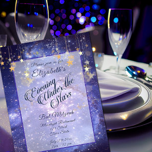 Convite Elegante Bat Mitzvah Galáxia Sob as Estrelas