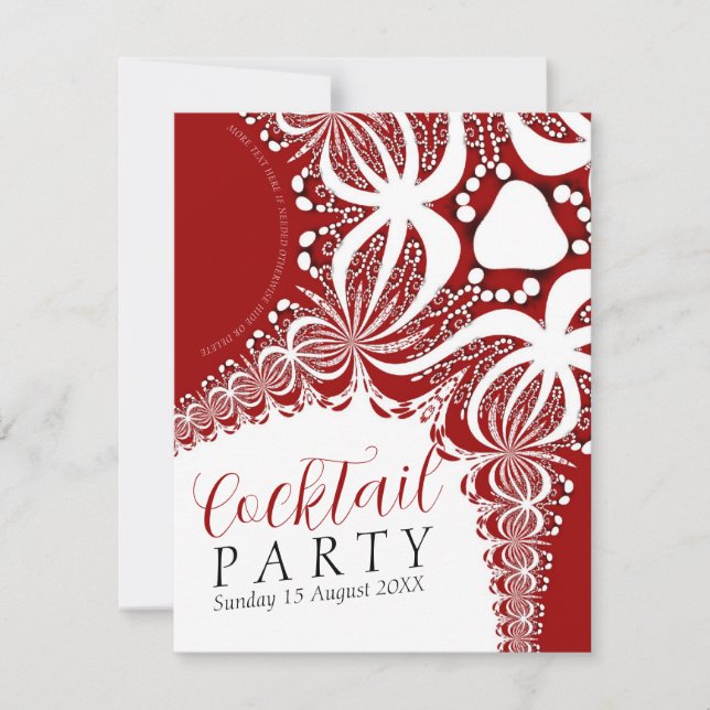 Convite Elegante Batik Vermelho e Branco para Festa de Coc (Frente)