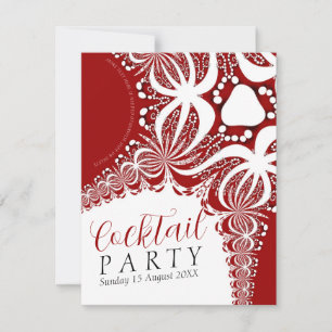 Convite Elegante Batik Vermelho e Branco para Festa de Coc