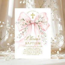 Elegante Batismo Cristão de Menina Rosa Floral