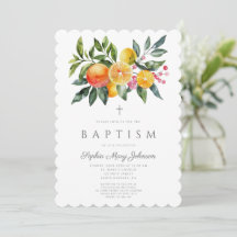 Elegante Batismo Cruz Cítrica Botânica Menina