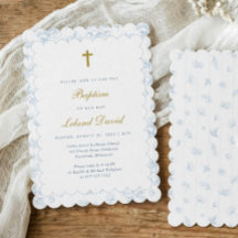 Elegante Batismo de Bebê Menino em Azul Toile Vint
