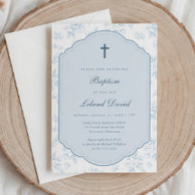 Elegante Batismo de Menino com Toile Floral Azul V