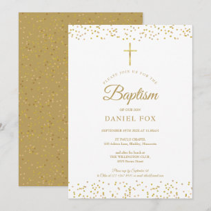 Convite Elegante Batismo ou Cristo com Poeira de Ouro