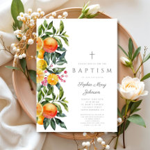 Elegante Batismo Religioso de Menina Cítrica Botân