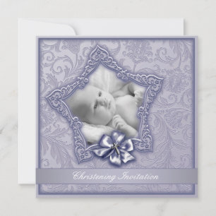 Convite Elegante Batizado Lavanda Roxa