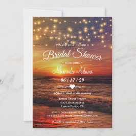 Convite Elegante Beach String Lights Summer Chá de panela