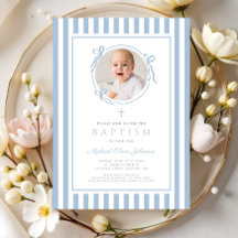 Elegante Bebê Arco Azul Foto Menino Batismo