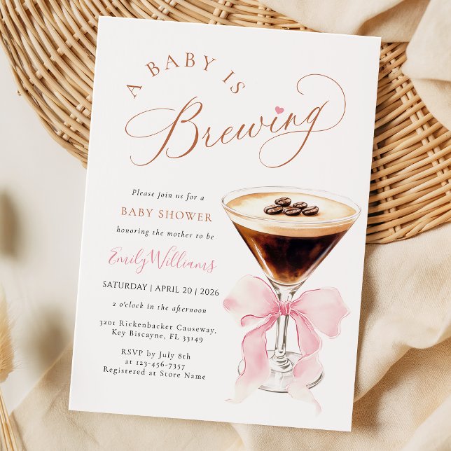 Convite Elegante Bebê Espresso está em Infusão (Criador carregado)