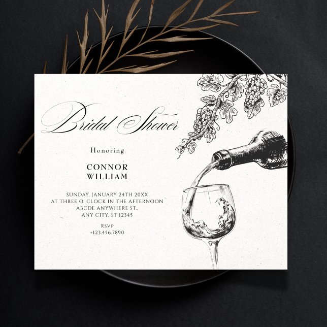 Convite Elegante bebida vinho chá de noiva (Criador carregado)