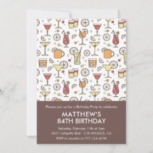 Convite Elegante Bebidas Elegantes Coquetel Aniversário de