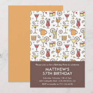 Convite Elegante Bebidas Elegantes Coquetel Aniversário de