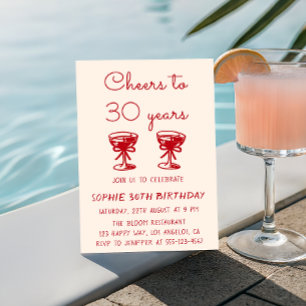 Convite Elegante Bege Cheers aos 30 Anos de Idade