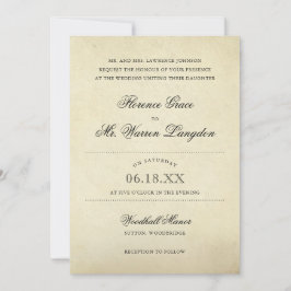 Convite Elegante Beige Vintage Papel Vitoriano Casamento