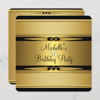 Convite Elegante Black Dourado Metal com aparência 50ª Fes