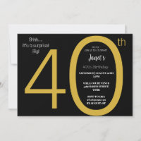 Elegante Black e Dourada Surpresa Quarenta Anivers