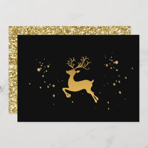 Convite Elegante Black e Dourado Rudolph Christmas