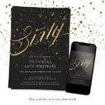 Convite Elegante Black e Dourado Sessenta e sessenta e ses<br><div class="desc">Elegante Black e Dourado 60.º Convite de aniversário. Apresentando nossa nova design, maravilhosa, onde a elegância moderna encontra o fascínio comemorativo. Com a sua combinação cativante de sotaques falsos em ouro radiante e preto elegante, este convite constitui a palco de uma celebração inesquecível de um marco. A design é aprimorada...</div>