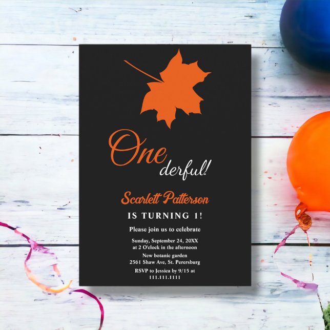 Convite Elegante Black Fall Deixa primeiro aniversario Bho (Criador carregado)