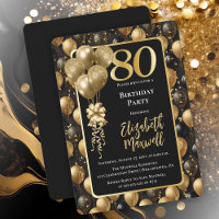 Elegante Black Glitter Balloons 80 de Balões Doura