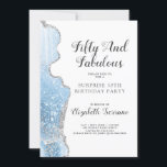 Convite Elegante Blue Agate Surprise 50th Birthday<br><div class="desc">Uma elegante festa de aniversário surpresa da 50ª num agato azul de tendência com convite à relva. Bonito tipografia. Estilo chic.</div>