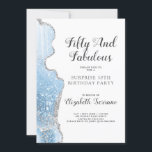 Convite Elegante Blue Agate Surprise 50th Birthday<br><div class="desc">Uma elegante festa de aniversário surpresa da 50ª num agato azul de tendência com convite à relva. Bonito tipografia. Estilo chic.</div>