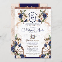 Elegante Blue Barroco Barroco Quinceanera