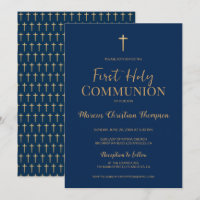 Elegante Blue Cross Boy First Sagrado