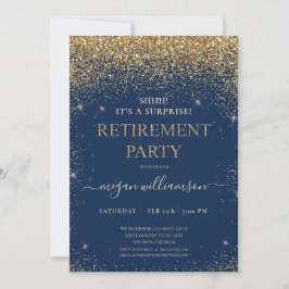 Convite Elegante Blue Dourado Glitter