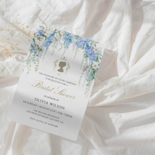 Convite Elegante Blue Hydrangea e Chá de panela White Rose