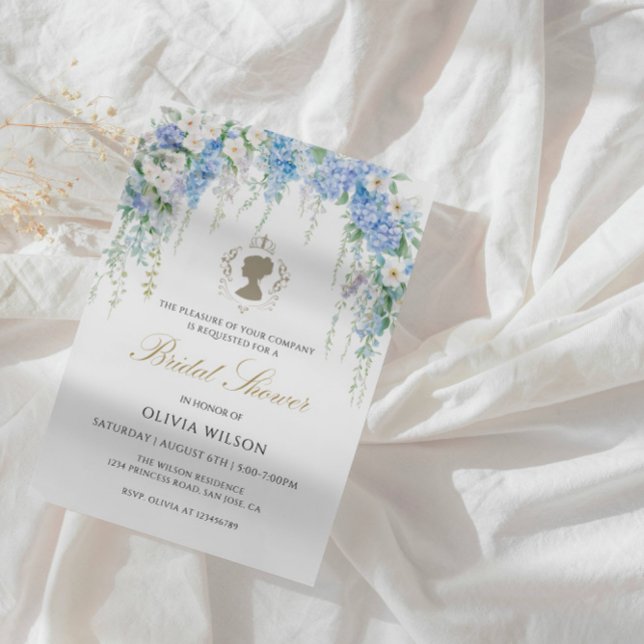 Convite Elegante Blue Hydrangea e Chá de panela White Rose (Criador carregado)