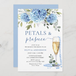 Convite Elegante Blue Hydrangea Floral PETALS & Prosecco