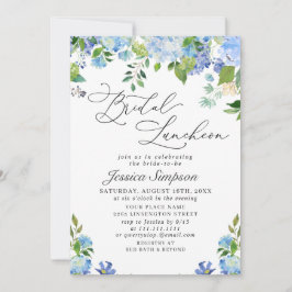 Convite Elegante Blue Hydrangea Watercolor Bridal