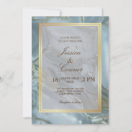 Convite Elegante Blue Marble Minimalista