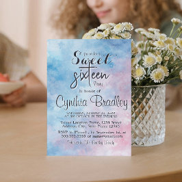 Convite Elegante Blue Sweet Sessenta Festa de aniversário