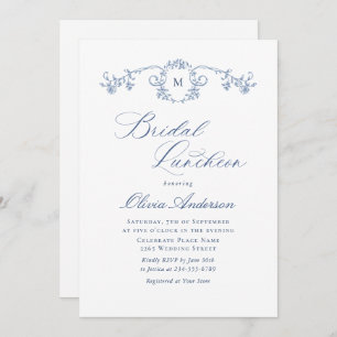 Convite Elegante Blue Toile Garden BRIDAL LUNCHEON
